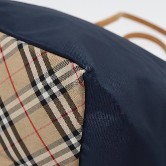 Burberrys Nova Check Blue Label Tote Bag Nylon Navy Auth fm3650 - Picture 9 of 16